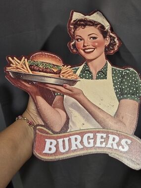 Vintage-style 1950s Diner Waitress Metal Tin Sign